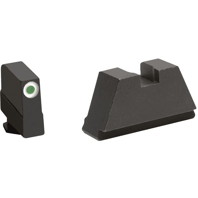 AmeriGlo GL491 Optic Compatible Sight Set for Glock Black | 3XL Tall Green Tritium with White Outline Front Sight 3XL Tall Black Rear Sight AmeriGlo GL491 Optic Compatible Sight Set for Glock Black | 3XL Tall Green Tritium with White Outline Front Sight 3XL Tall Black Rear Sight