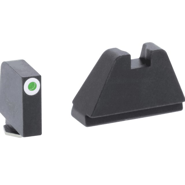 AmeriGlo GL482 Optic Compatible Sight Set for Glock Black | 5XL Tall Green Tritium with White Outline Front Sight 5XL Tall Black Rear Sight AmeriGlo GL482 Optic Compatible Sight Set for Glock Black | 5XL Tall Green Tritium with White Outline Front Sight 5XL Tall Black Rear Sight