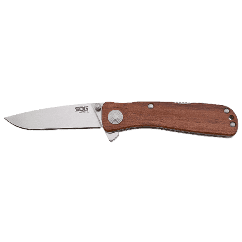 SOG Twitch II Wood Handle Folding Plain 2.65" SOG Twitch II Wood Handle Folding Plain 2.65"