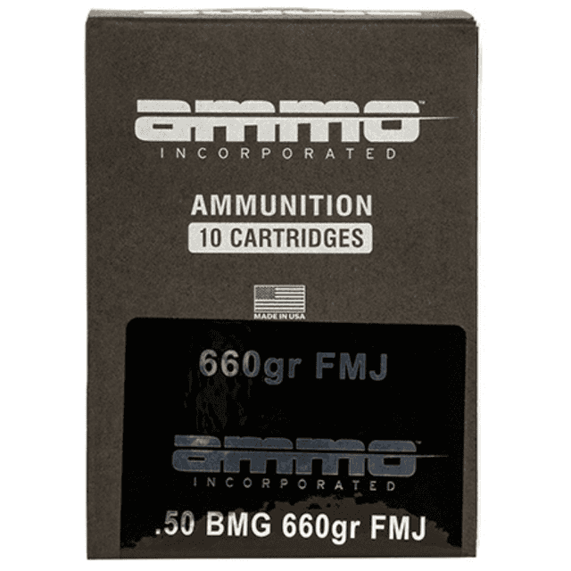 Ammo Inc 50BMG660FMJA10 Incorporated 50 BMG 660 gr Full Metal Jacket 10 Per Box/ 5 Case Ammo Inc 50BMG660FMJA10 Incorporated 50 BMG 660 gr Full Metal Jacket 10 Per Box/ 5 Case