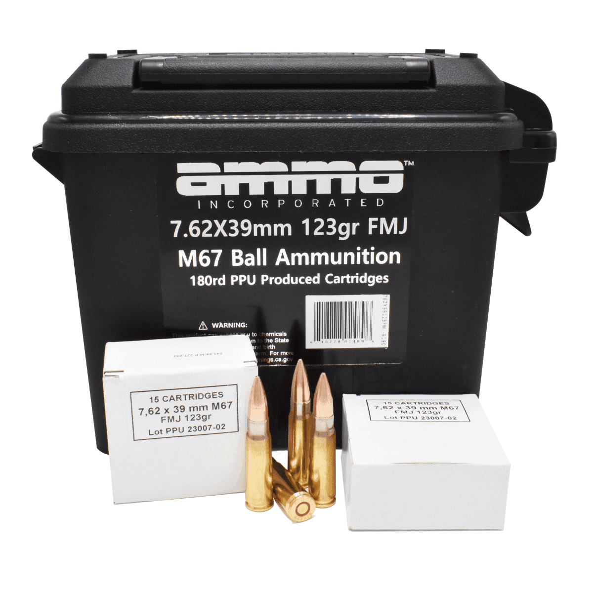 Ammo Inc 762X39123FMJ-B180 7.62x39mm 123 gr Full Metal Jacket/ 180rds Ammo Inc 762X39123FMJ-B180 7.62x39mm 123 gr Full Metal Jacket/ 180rds