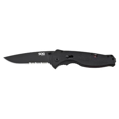 SOG Flash II Folding 3.5" Blade Partially Serrated, Black TiNi Handle SOG Flash II Folding 3.5" Blade Partially Serrated, Black TiNi Handle