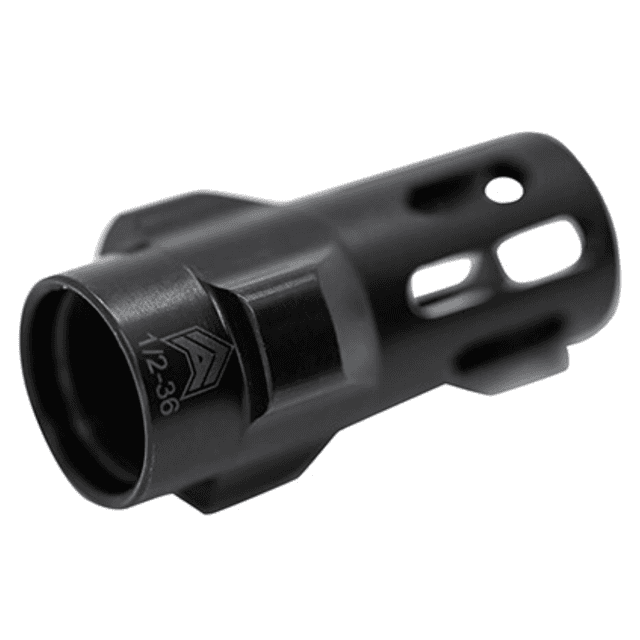 Angstadt Arms AA093LHB36 Flash Hider Black Hardcoat Anodized Steel with 1/2"-36 tpi Threads 1.42" OAL for 9mm Luger Angstadt Arms AA093LHB36 Flash Hider Black Hardcoat Anodized Steel with 1/2"-36 tpi Threads 1.42" OAL for 9mm Luger
