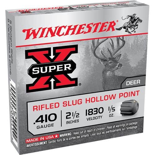 Winchester Ammo Super X 410 Gauge 2.50" 1/5 oz Rifled Slug Shot -X41RS5 Winchester Ammo Super X 410 Gauge 2.50" 1/5 oz Rifled Slug Shot -X41RS5