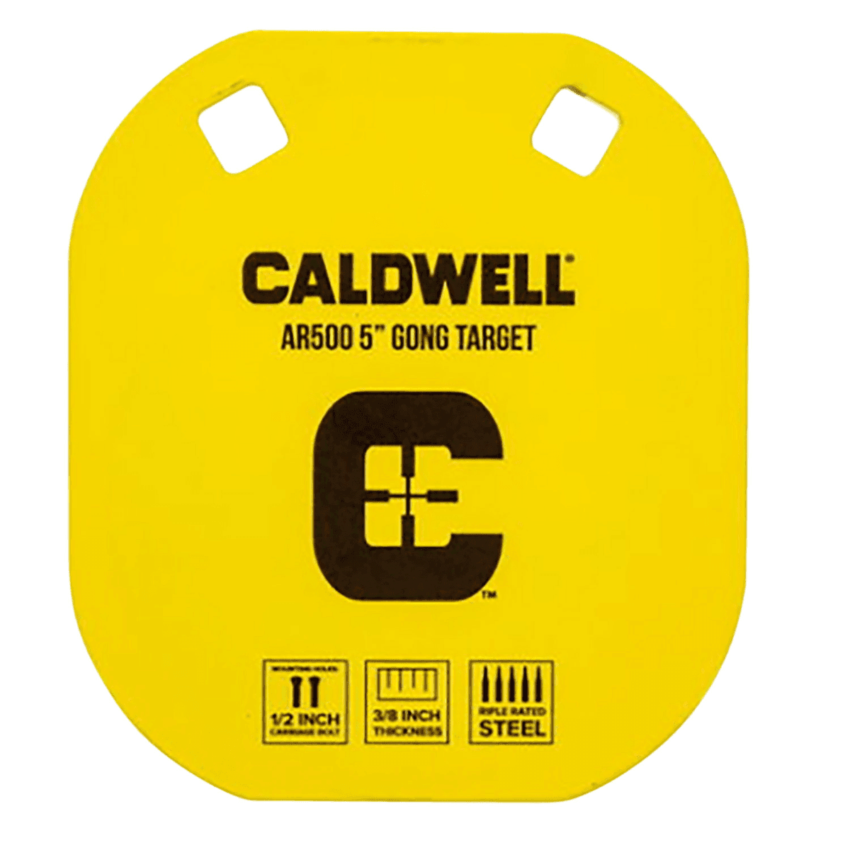 Caldwell AR500 5" Gong, 0.38" Thick Hanging Yellow Metal Target - 1116700 Caldwell AR500 5" Gong, 0.38" Thick Hanging Yellow Metal Target - 1116700