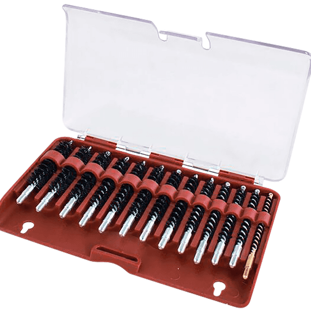 Tipton 615333 Bore Brush Set .17-.45 Cal Rifle Firearm 8-32/5-40 Thread Stainless Steel Nylon Bristles Bronze Includes Storage Box Tipton 615333 Bore Brush Set .17-.45 Cal Rifle Firearm 8-32/5-40 Thread Stainless Steel Nylon Bristles Bronze Includes Storage Box