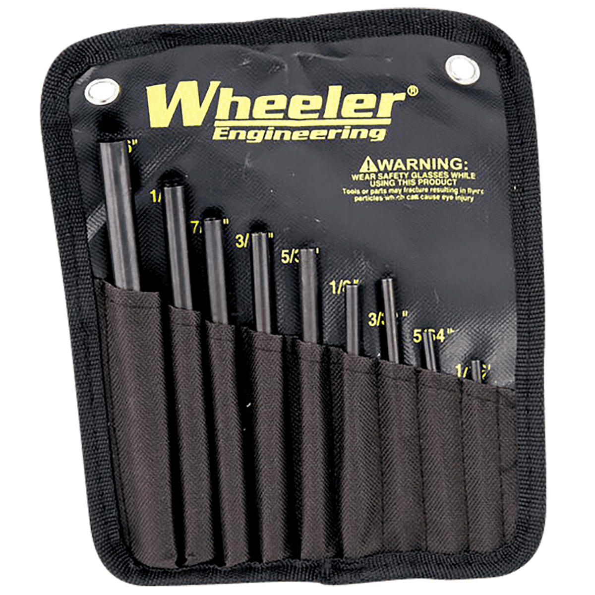 Wheeler 710910 Roll Pin Punch Set Starter Set Black/Yellow Steel Knurled Handle 9 Pieces Wheeler 710910 Roll Pin Punch Set Starter Set Black/Yellow Steel Knurled Handle 9 Pieces