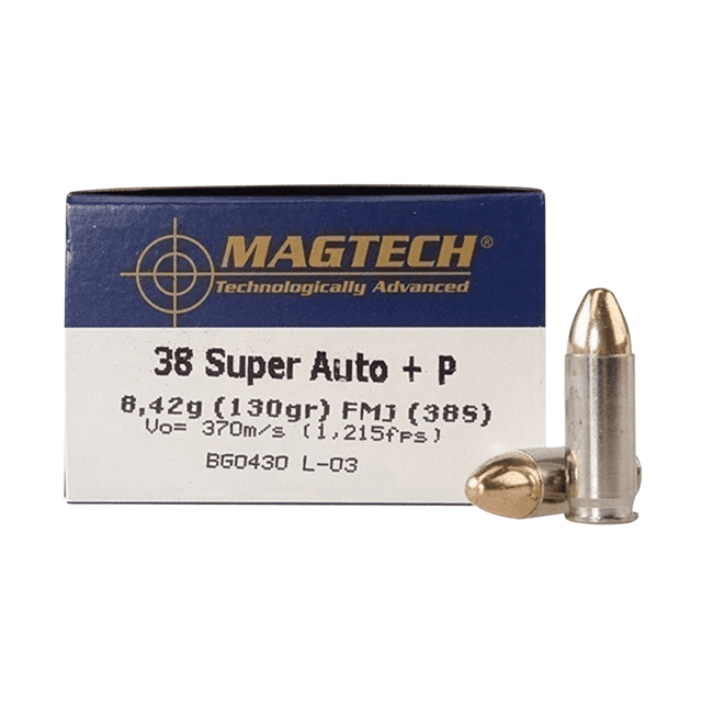 Magtech Range/Training 38 Super +P 130 gr Full Metal Jacket - 50 Rounds Per Box, 20 Boxes Per Case - 38S Magtech Range/Training 38 Super +P 130 gr Full Metal Jacket - 50 Rounds Per Box, 20 Boxes Per Case - 38S
