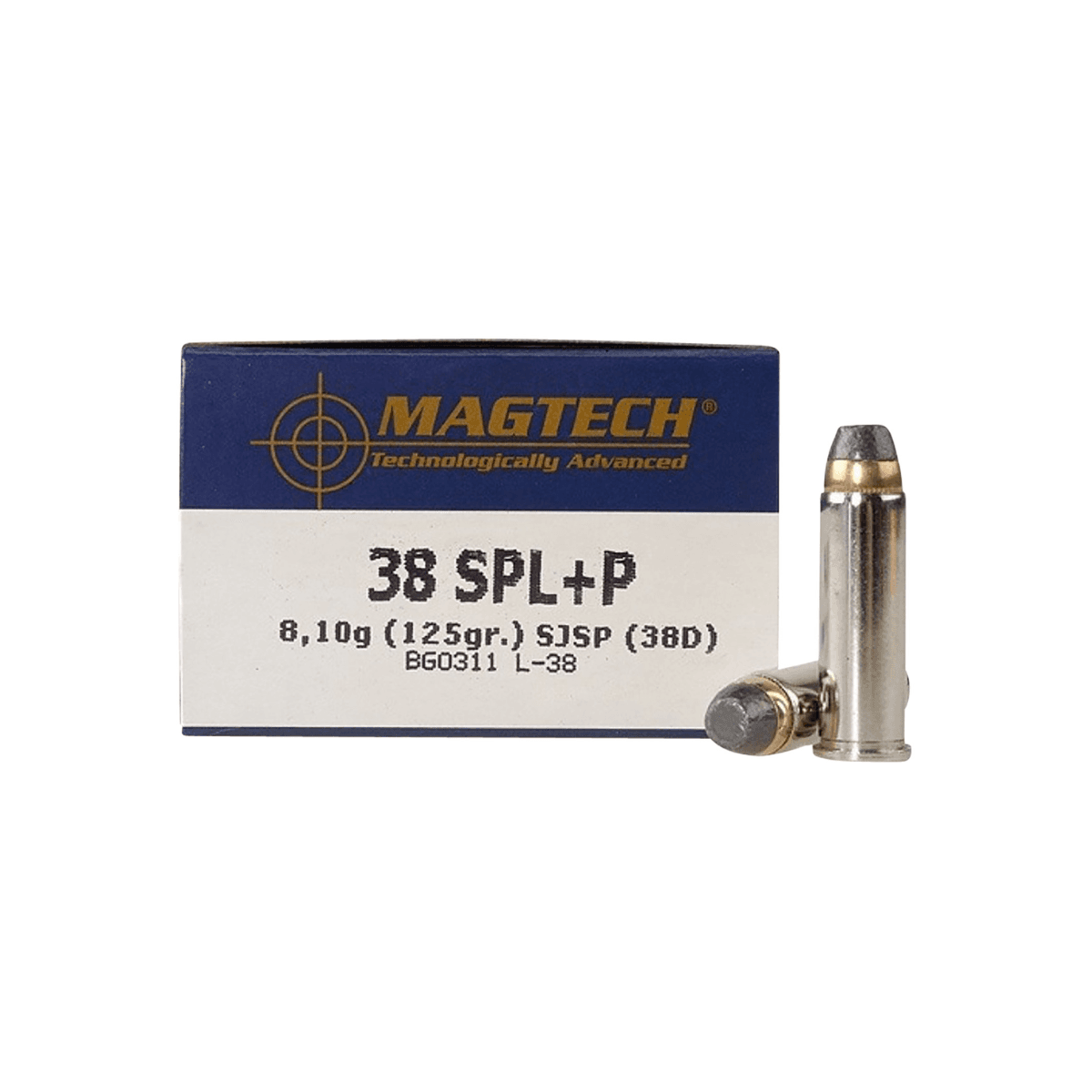 Magtech Range/Training 38 Special +P 125 gr Semi Jacketed Soft Point Flat - 50 Rounds Per Box, 20 Boxes Per Case - 38D Magtech Range/Training 38 Special +P 125 gr Semi Jacketed Soft Point Flat - 50 Rounds Per Box, 20 Boxes Per Case - 38D