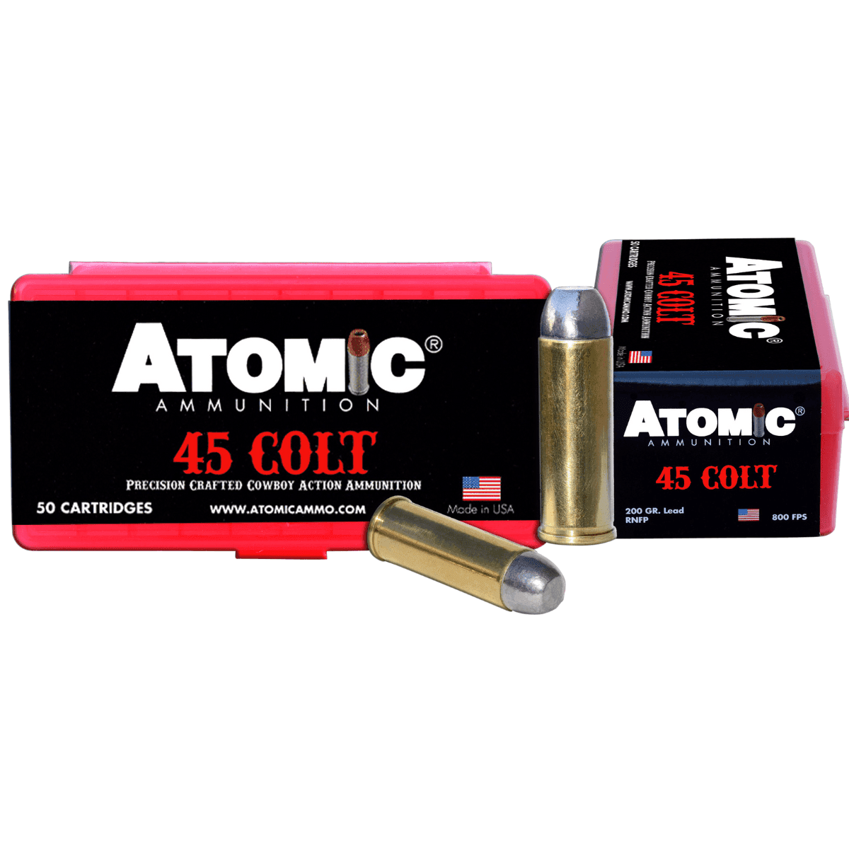 Atomic Ammunition 00434 Cowboy Action Precision Craft 45 Colt 200 gr Lead Round Nose Flat Point 50 Per Box/ 10 Case Atomic Ammunition 00434 Cowboy Action Precision Craft 45 Colt 200 gr Lead Round Nose Flat Point 50 Per Box/ 10 Case
