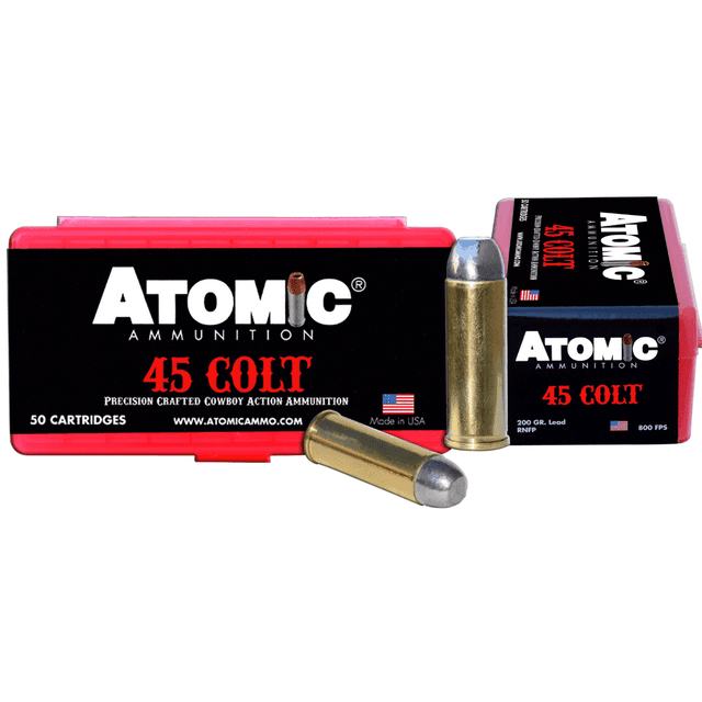 Atomic Ammunition 00434 Cowboy Action Precision Craft 45 Colt 200 gr Lead Round Nose Flat Point 50 Per Box/ 10 Case Atomic Ammunition 00434 Cowboy Action Precision Craft 45 Colt 200 gr Lead Round Nose Flat Point 50 Per Box/ 10 Case