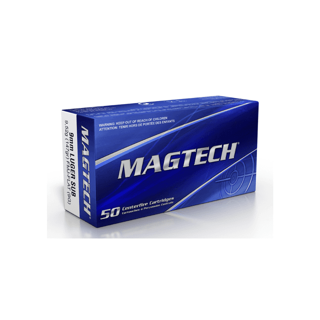 Magtech Range/Training 9mm Luger 147 gr Full Metal Jacket Flat Subsonic - 50 Rounds Per Box, 20 Boxes Per Case - 9G Magtech Range/Training 9mm Luger 147 gr Full Metal Jacket Flat Subsonic - 50 Rounds Per Box, 20 Boxes Per Case - 9G