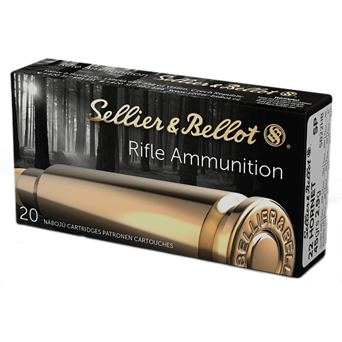 Sellier & Bellot Rifle 22 Hornet 45 gr Soft Point 20 Per Box/ 90 Case - SB22HB Sellier & Bellot Rifle 22 Hornet 45 gr Soft Point 20 Per Box/ 90 Case - SB22HB