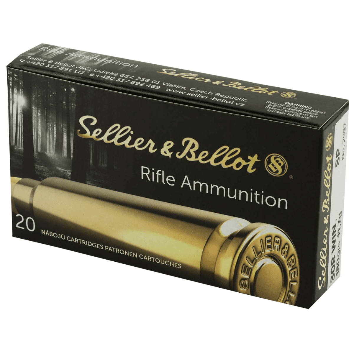 Sellier & Bellot Rifle 308 Win 180 gr Soft Point 20 Per Box/ 25 Case - SB308C Sellier & Bellot Rifle 308 Win 180 gr Soft Point 20 Per Box/ 25 Case - SB308C