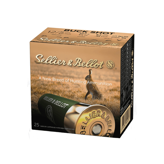 Sellier & Bellot 12 Gauge 2.75" 9 Pellets 1 1/8 oz 00 Buck Shot - 25 Boxes Per Box, 10 Cases Per Case - SB12BSG Sellier & Bellot 12 Gauge 2.75" 9 Pellets 1 1/8 oz 00 Buck Shot - 25 Boxes Per Box, 10 Cases Per Case - SB12BSG