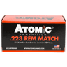 Atomic Ammunition Centerfire Rifle Match 223 Rem 77 gr Hollow Point Boat Tail 50 Per Box/ 10 Case - 00427, box front view Atomic Ammunition Centerfire Rifle Match 223 Rem 77 gr Hollow Point Boat Tail 50 Per Box/ 10 Case - 00427, box front view