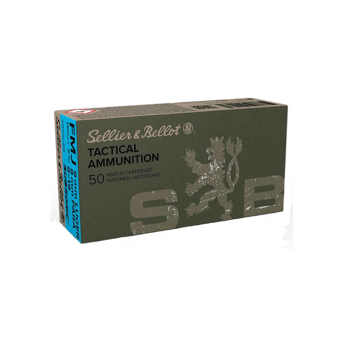 Sellier & Bellot 9mm Luger Subsonic 150 gr Full Metal Jacket Handgun Target Ammo - 50 Rounds Per Box, 20 Boxes Per Case - SB9SUBB Sellier & Bellot 9mm Luger Subsonic 150 gr Full Metal Jacket Handgun Target Ammo - 50 Rounds Per Box, 20 Boxes Per Case - SB9SUBB
