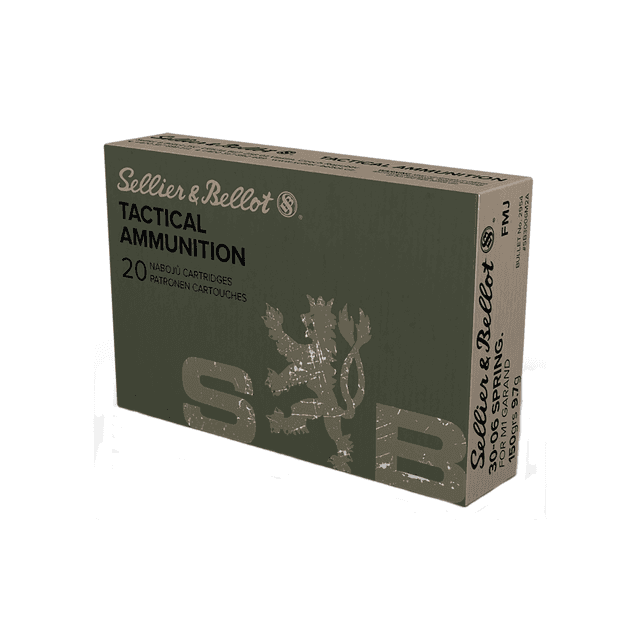 Sellier & Bellot 30-06 Springfield 150 gr Full Metal Jacket Rifle Ammo - 20 Rounds Per Box, 20 Boxes Per Case - SB3006M2 Sellier & Bellot 30-06 Springfield 150 gr Full Metal Jacket Rifle Ammo - 20 Rounds Per Box, 20 Boxes Per Case - SB3006M2
