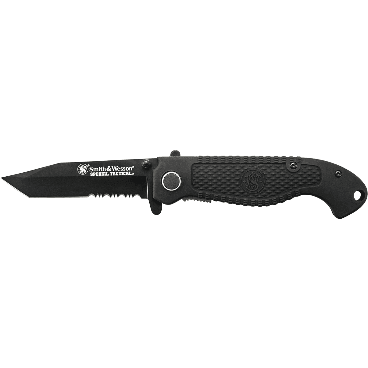 Smith & Wesson Special Tactical 3.50" Black Folding Knife, 4.60'' Stainless Steel Part Serrated Blade - CKTACBSCP Smith & Wesson Special Tactical 3.50" Black Folding Knife, 4.60'' Stainless Steel Part Serrated Blade - CKTACBSCP