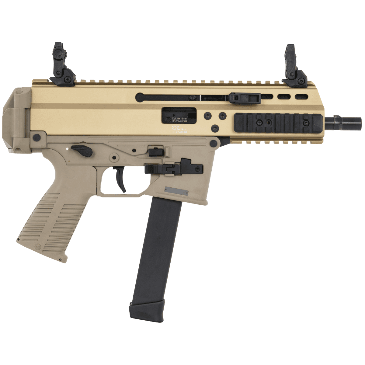 B&T APC Pro 9mm Luger Semi-Auto Tactical Pistol, M-LOK Handguards with Coyote Polymer Grips - 36039GCT B&T APC Pro 9mm Luger Semi-Auto Tactical Pistol, M-LOK Handguards with Coyote Polymer Grips - 36039GCT