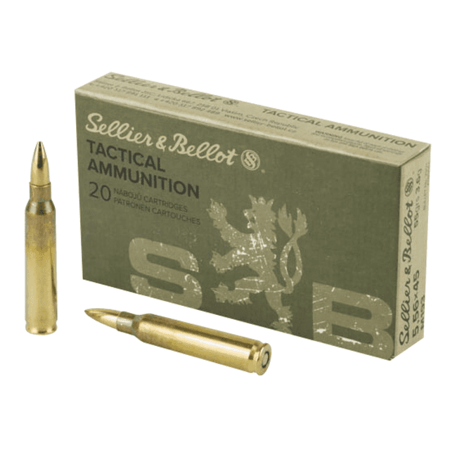 Sellier & Bellot Rifle 5.56x45mm NATO 55 gr Full Metal Jacket - 20 Rounds Per Box, 50 Boxes Per Case - SB556A Sellier & Bellot Rifle 5.56x45mm NATO 55 gr Full Metal Jacket - 20 Rounds Per Box, 50 Boxes Per Case - SB556A
