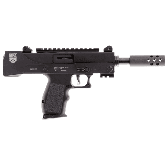 MasterPiece Arms Defender 5.7x28mm 20+1 - 5" Threaded Barrel with Muzzle Brake, Machined Aluminum Lower Receiver with Picatinny Rail, Compatible with FN 57 Magazines, Aluminum Grips - 57DMG MasterPiece Arms Defender 5.7x28mm 20+1 - 5" Threaded Barrel with Muzzle Brake, Machined Aluminum Lower Receiver with Picatinny Rail, Compatible with FN 57 Magazines, Aluminum Grips - 57DMG