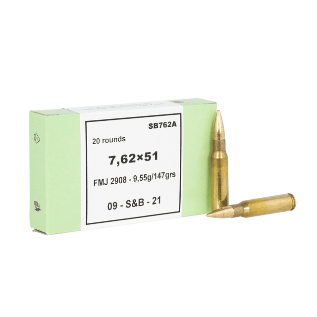 Sellier & Bellot 7.62x51mm NATO 147 gr Full Metal Jacket - 20 Rounds Per Box, 30 Boxes Per Case - SB76251 Sellier & Bellot 7.62x51mm NATO 147 gr Full Metal Jacket - 20 Rounds Per Box, 30 Boxes Per Case - SB76251