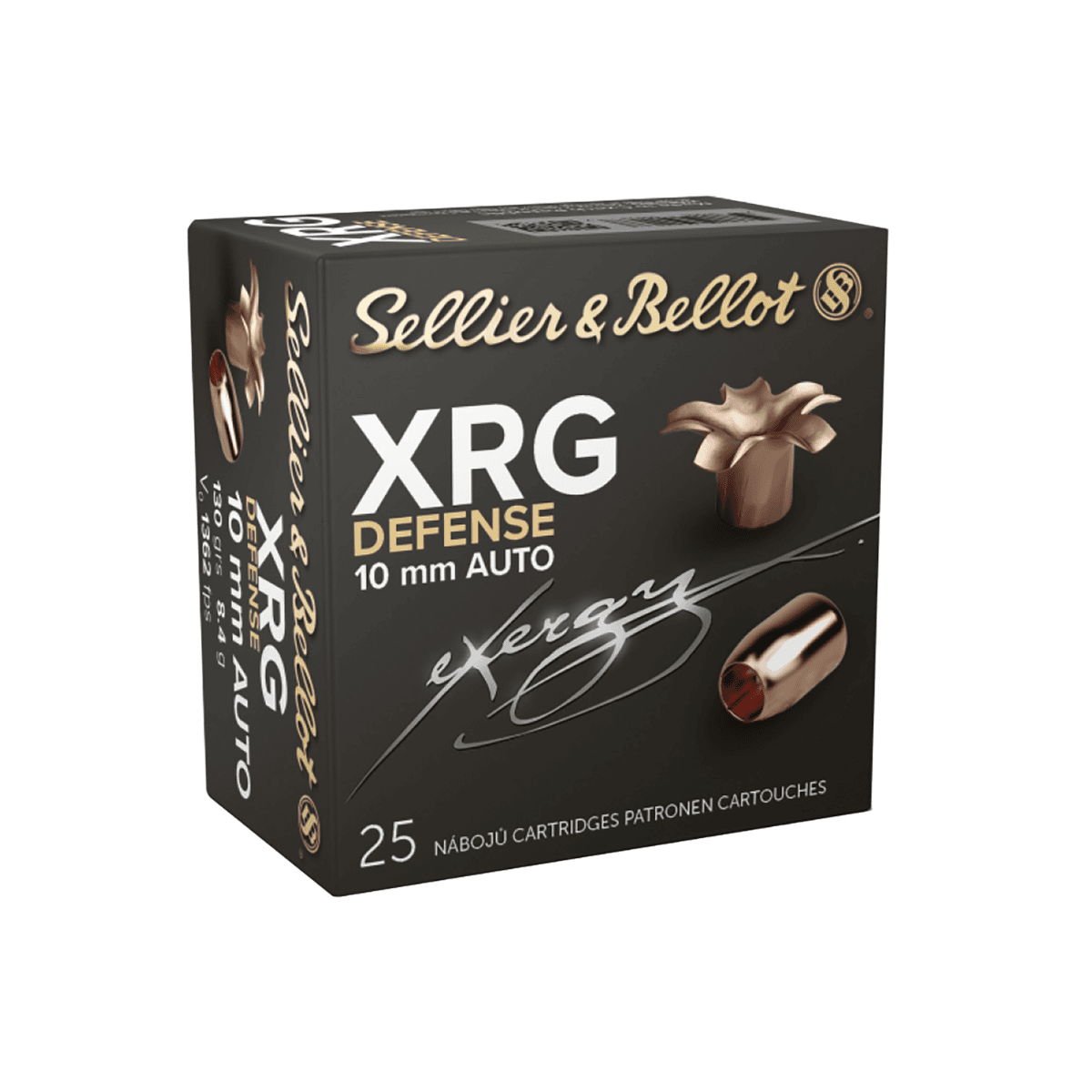 Sellier & Bellot XRG Defense 10mm Auto 130 gr Solid Copper Hollow Point - 25 Rounds Per Box, 40 Boxes Per Case - SB10XA Sellier & Bellot XRG Defense 10mm Auto 130 gr Solid Copper Hollow Point - 25 Rounds Per Box, 40 Boxes Per Case - SB10XA