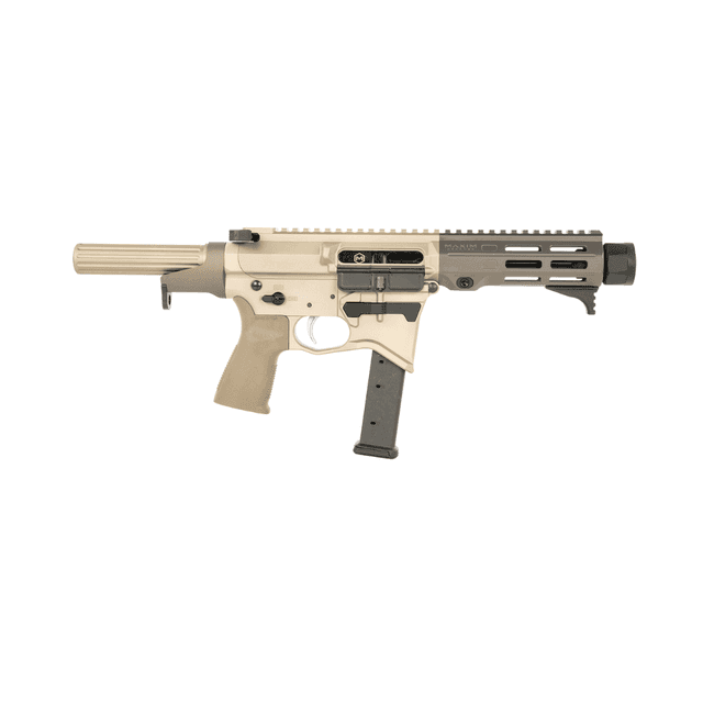 Maxim Defense - handgun - 9mm Luger, 5.50" Threaded CMV Nitride Finished Barrel, 7075-T6 Arid Brown Anodized Receiver, M-Rax/M-Lok Compatible Handguard, Ambidextrous Mag Release - Compatible with Glock G19 & Longer 9mm Magazines - MXM48173 Maxim Defense - handgun - 9mm Luger, 5.50" Threaded CMV Nitride Finished Barrel, 7075-T6 Arid Brown Anodized Receiver, M-Rax/M-Lok Compatible Handguard, Ambidextrous Mag Release - Compatible with Glock G19 & Longer 9mm Magazines - MXM48173