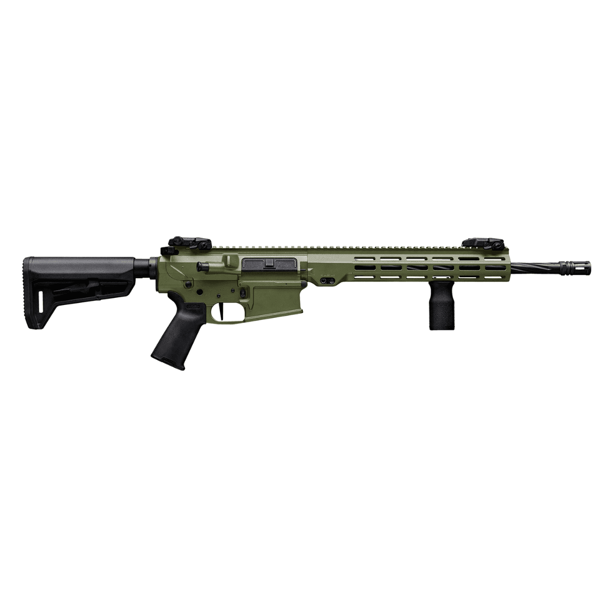 Maxim Defense MD10 L - 308 Win, 20+1, 16" Fluted Barrel, Bazooka Green Receiver/M-LOK Handguard, Magpul Furniture, SL-K Stock, MVG Grip, MBUS Sights, Blackout Defense Flat Trigger - MXM49684 Maxim Defense MD10 L - 308 Win, 20+1, 16" Fluted Barrel, Bazooka Green Receiver/M-LOK Handguard, Magpul Furniture, SL-K Stock, MVG Grip, MBUS Sights, Blackout Defense Flat Trigger - MXM49684