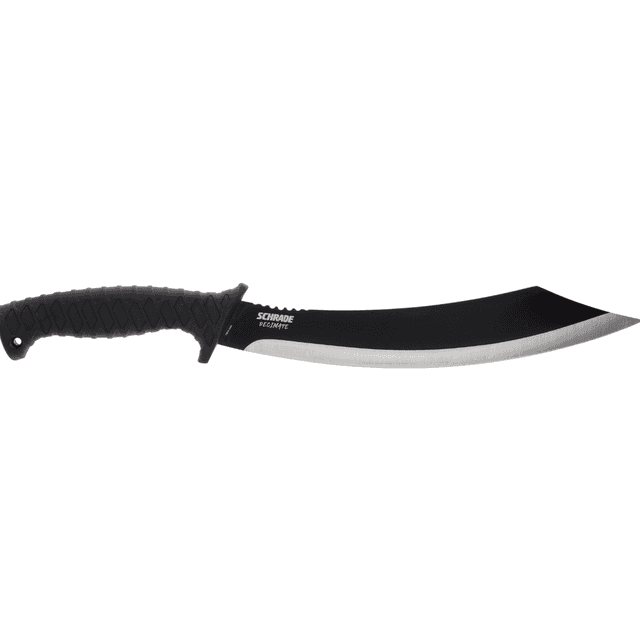 Schrade Decimate Parang 11.75" Fixed Parang Plain Black Oxide 3Cr13 Steel Blade, 6.75" Black Rubber Overmold Handle with Sheath - 1182527 Schrade Decimate Parang 11.75" Fixed Parang Plain Black Oxide 3Cr13 Steel Blade, 6.75" Black Rubber Overmold Handle with Sheath - 1182527