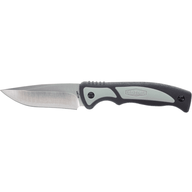 Old Timer Trail Boss 3.70" Fixed Drop Point Plain Stainless Steel Blade, 5.25" TPE Handle with Sheath - 1137135 Old Timer Trail Boss 3.70" Fixed Drop Point Plain Stainless Steel Blade, 5.25" TPE Handle with Sheath - 1137135