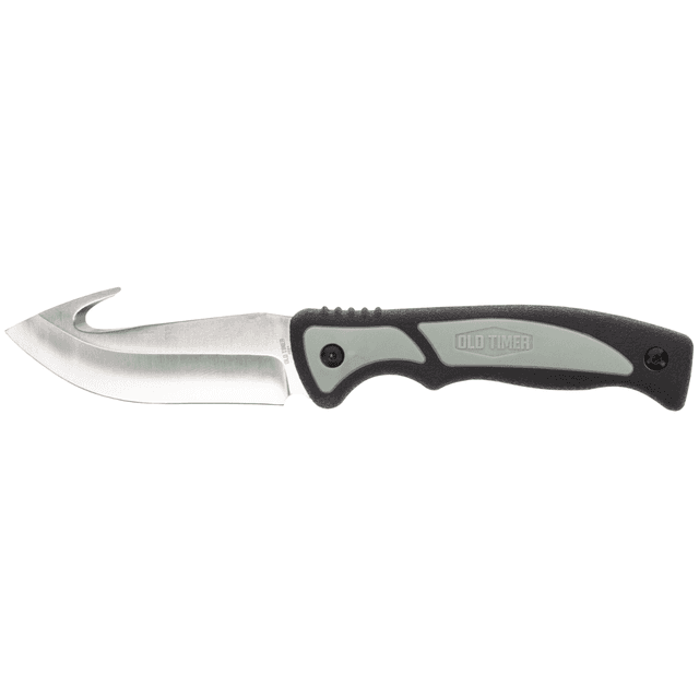 Old Timer Trail Boss 3.70" Fixed Gut Hook Plain Stainless Steel Blade, TPE Handle with Sheath - 1137138 Old Timer Trail Boss 3.70" Fixed Gut Hook Plain Stainless Steel Blade, TPE Handle with Sheath - 1137138