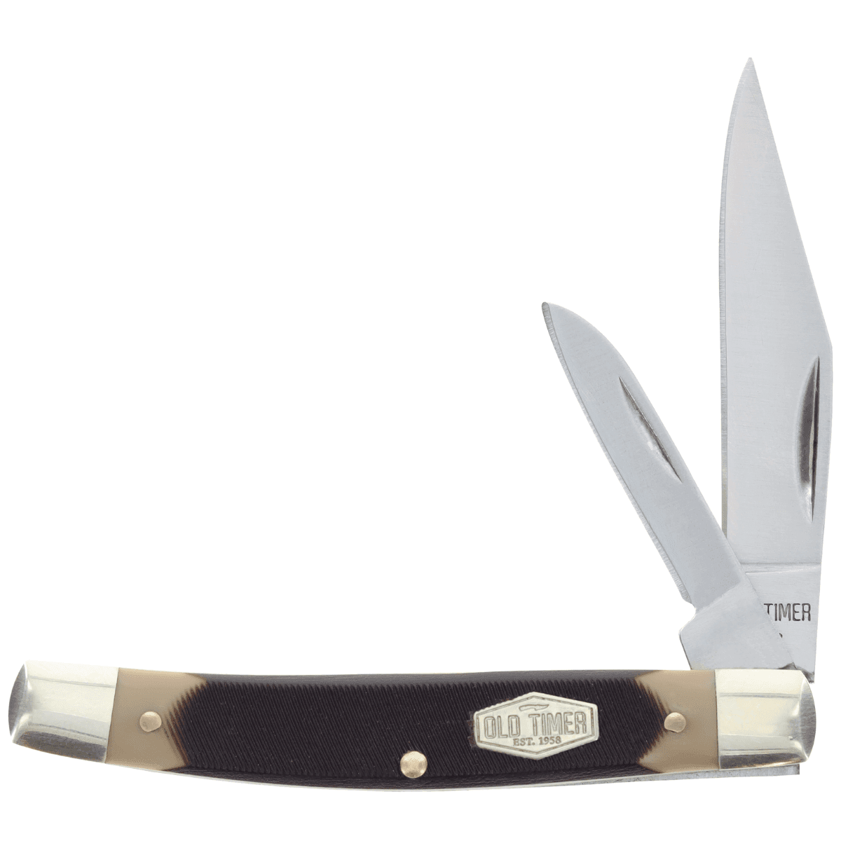 Old Timer Middleman Jack 2.50" 1.70" Folding Clip/Sheepsfoot Plain Stainless Steel Blade Black with Tan Sawcut Bone Handle - 1179231 Old Timer Middleman Jack 2.50" 1.70" Folding Clip/Sheepsfoot Plain Stainless Steel Blade Black with Tan Sawcut Bone Handle - 1179231