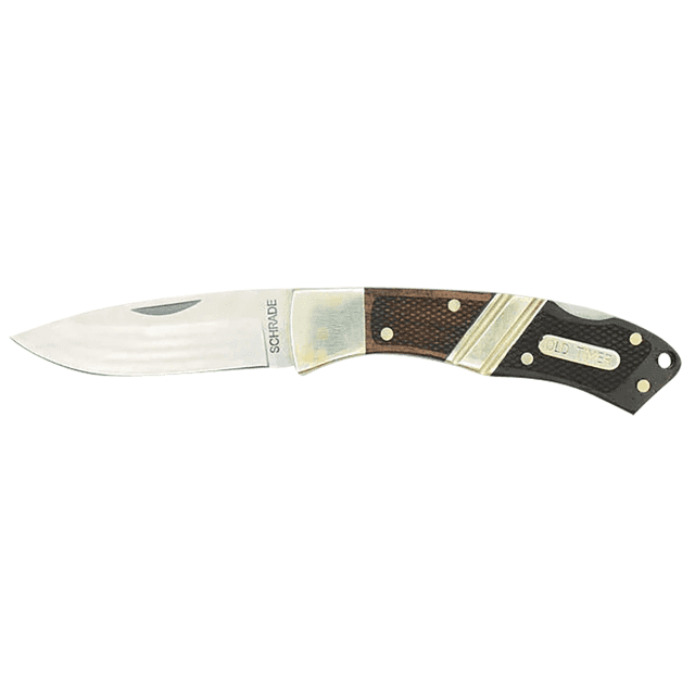 Old Timer Mountain Beaver Jr. 2.50" Folding Drop Point Plain Mirror Polished 9Cr18MoV SS Blade, Brown Wood/Silver Nickel Handle with Sheath - 1181069 Old Timer Mountain Beaver Jr. 2.50" Folding Drop Point Plain Mirror Polished 9Cr18MoV SS Blade, Brown Wood/Silver Nickel Handle with Sheath - 1181069