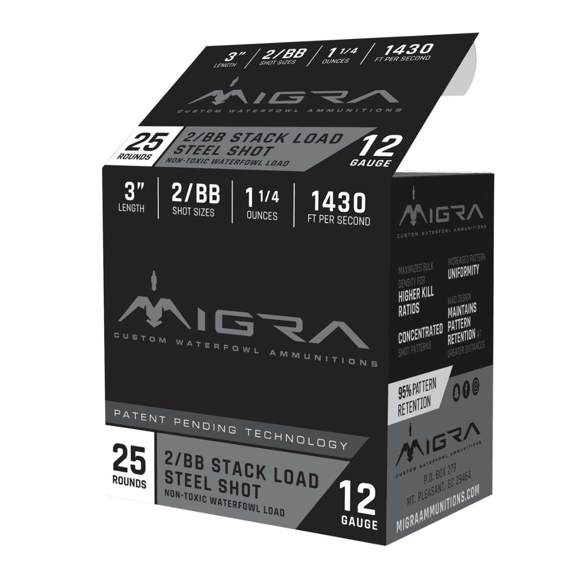 Migra Ammunitions Staxd 12 Gauge 3" - 1 1/4 oz, 2/BB Shot, 25 Rounds/Box, 10 Boxes/Case - M12S2BB Migra Ammunitions Staxd 12 Gauge 3" - 1 1/4 oz, 2/BB Shot, 25 Rounds/Box, 10 Boxes/Case - M12S2BB