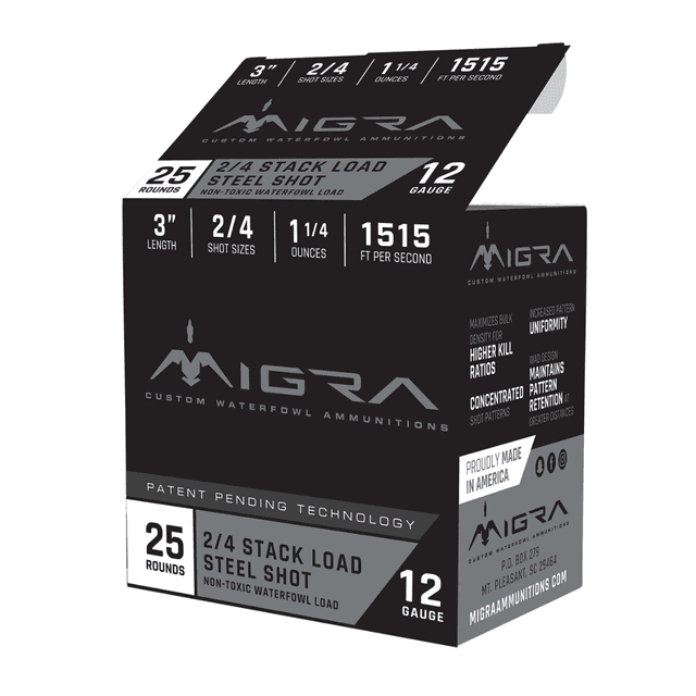 Migra Ammunitions Staxd 12 Gauge 3" - 1 1/4 oz, 4/6 Shot, 25 Rounds/Box, Sold by the Case - M12S46 Migra Ammunitions Staxd 12 Gauge 3" - 1 1/4 oz, 4/6 Shot, 25 Rounds/Box, Sold by the Case - M12S46