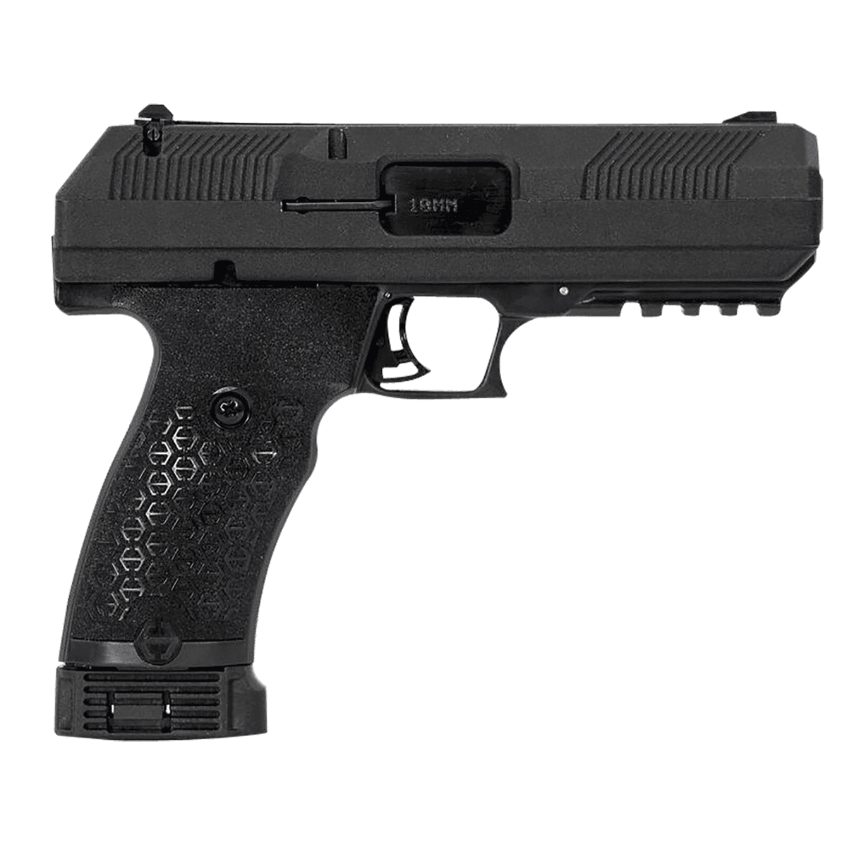 Hi-Point JXP 10mm Auto 10+1 4.50" Black Steel Barrel, Black Powder Coated YC9 Styled/Serrated Steel Slide, Black Polymer Frame w/Picatinny Rail, Black Textured Polymer Grip - JXP10NTB Hi-Point JXP 10mm Auto 10+1 4.50" Black Steel Barrel, Black Powder Coated YC9 Styled/Serrated Steel Slide, Black Polymer Frame w/Picatinny Rail, Black Textured Polymer Grip - JXP10NTB