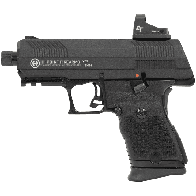Hi-Point YC9 w/Red Dot 9mm Luger 10+1 4.12" Black Steel Threaded Barrel, Black YC9 Styled/Serrated Slide, Black Polymer Frame w/Picatinny Rail, Black Plastic Grips, Crimson Trace Red Dot - YC9RDCT Hi-Point YC9 w/Red Dot 9mm Luger 10+1 4.12" Black Steel Threaded Barrel, Black YC9 Styled/Serrated Slide, Black Polymer Frame w/Picatinny Rail, Black Plastic Grips, Crimson Trace Red Dot - YC9RDCT
