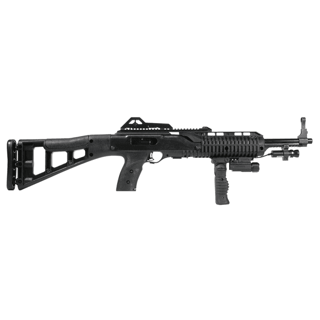 Hi-Point 995TS Carbine 9mm Luger 16.50" 10+1 Black All Weather Molded Stock with Forward Folding Grip, Weapon-Mounted Flashlight, and Laser - 995FGFLLAZTS Hi-Point 995TS Carbine 9mm Luger 16.50" 10+1 Black All Weather Molded Stock with Forward Folding Grip, Weapon-Mounted Flashlight, and Laser - 995FGFLLAZTS