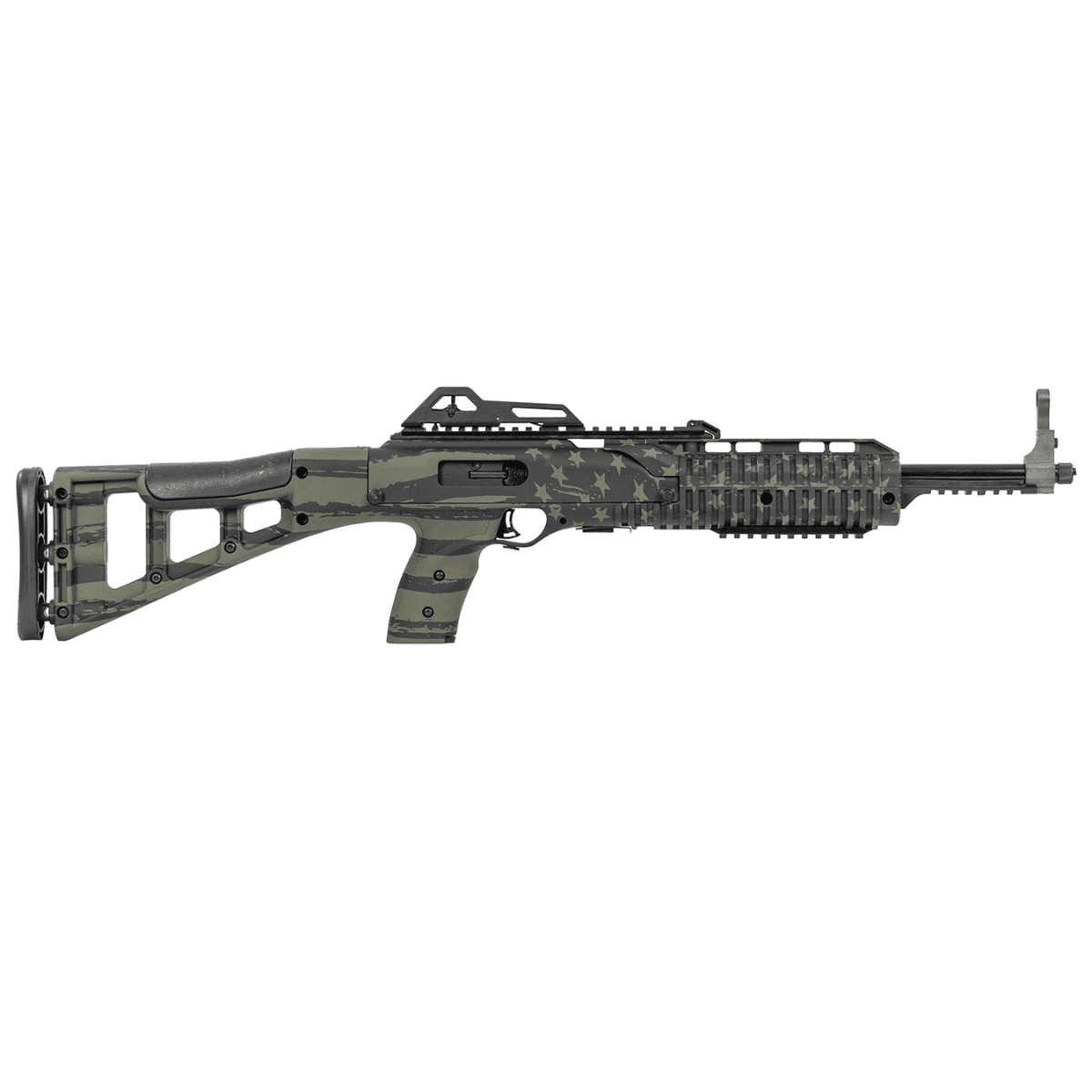 Hi-Point 995TS Carbine - 9mm Luger, 10+1 Capacity, 16.50" Barrel - OD Green American Flag, Skeletonized Stock, Adjustable Sights - 995TSFLGOD Hi-Point 995TS Carbine - 9mm Luger, 10+1 Capacity, 16.50" Barrel - OD Green American Flag, Skeletonized Stock, Adjustable Sights - 995TSFLGOD