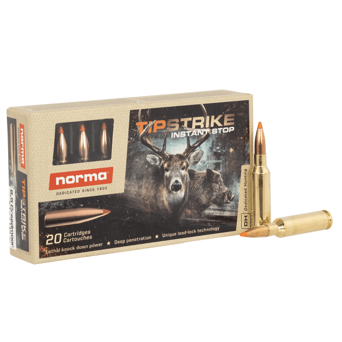 Norma Ammunition Dedicated Hunting Tipstrike 6.5 Creedmoor 140 gr - 20 Rounds - 20166512 Norma Ammunition Dedicated Hunting Tipstrike 6.5 Creedmoor 140 gr - 20 Rounds - 20166512
