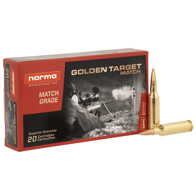 Norma Ammunition Dedicated Precision Golden Target Match 6mm Creedmoor 107 gr Hollow Point Boat Tail - 20 Rounds - 20160392 Norma Ammunition Dedicated Precision Golden Target Match 6mm Creedmoor 107 gr Hollow Point Boat Tail - 20 Rounds - 20160392