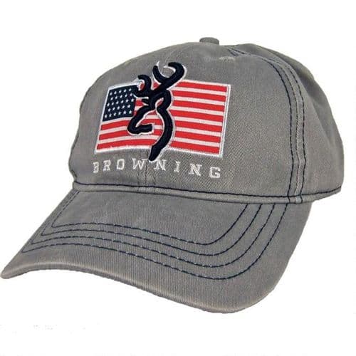 Browning Pride Cap Gray U.S.Flag and Buckmark Logo Browning Pride Cap Gray U.S.Flag and Buckmark Logo