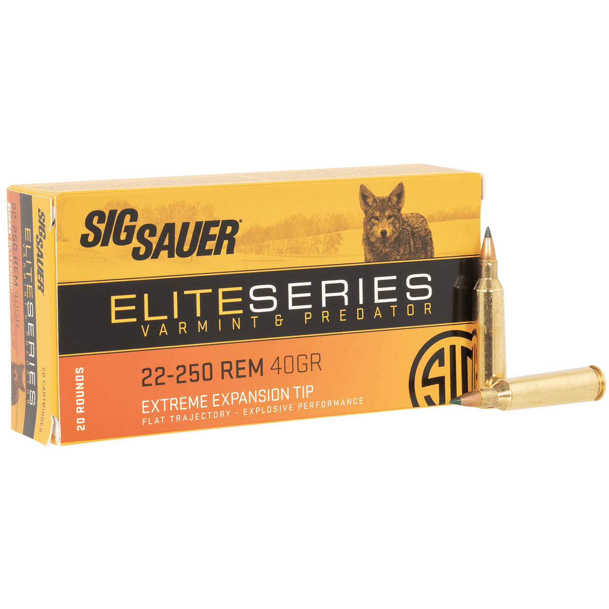 Sig Sauer E225VP4020 Varmint & Predator 22-250 Rem 40 gr 20 Per Box Sig Sauer E225VP4020 Varmint & Predator 22-250 Rem 40 gr 20 Per Box