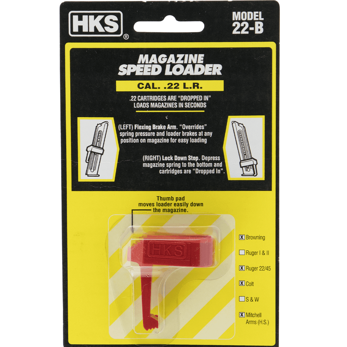 HKS 22B Speed Mag Loader Red Finish for 22 LR Pistols HKS 22B Speed Mag Loader Red Finish for 22 LR Pistols
