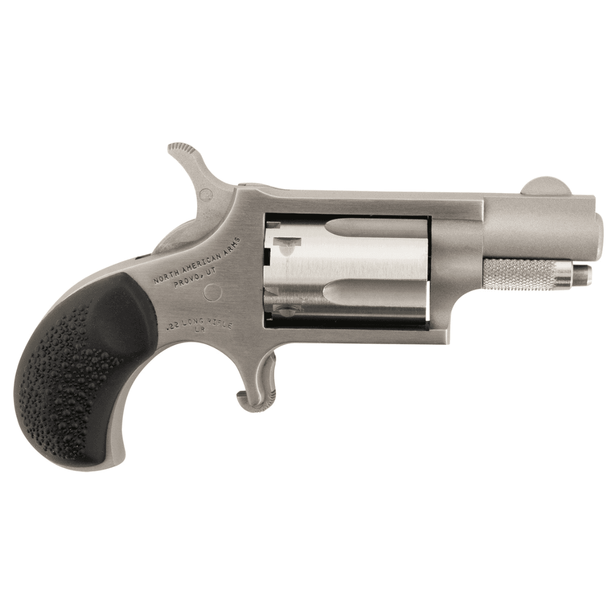 North American Arms Mini-Revolver Carry Combo 22 LR 5 rd 1.13" Barrel - Stainless Steel Barrel/Cylinder/Frame, Black Rubber Grip North American Arms Mini-Revolver Carry Combo 22 LR 5 rd 1.13" Barrel - Stainless Steel Barrel/Cylinder/Frame, Black Rubber Grip