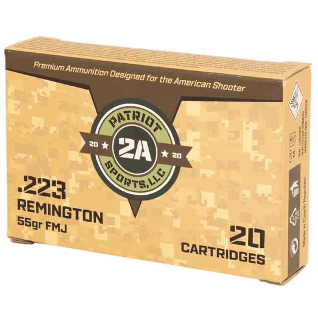 Patriot Sports P223055F 223 Rem 55 gr Full Metal Jacket 20 Per Box Patriot Sports P223055F 223 Rem 55 gr Full Metal Jacket 20 Per Box