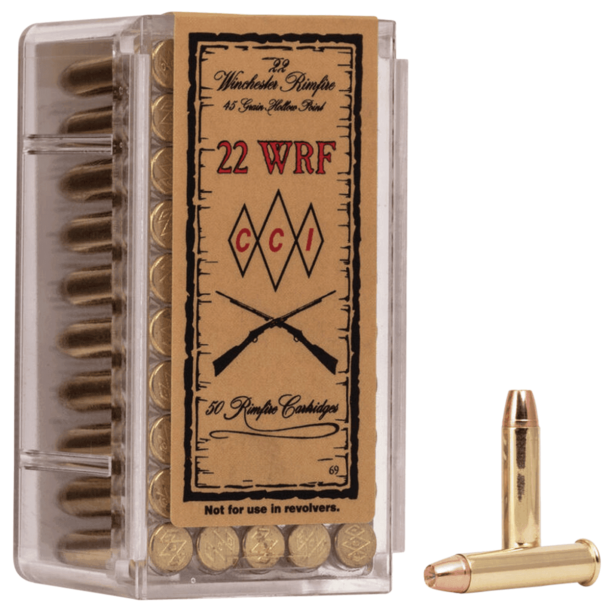 CCI 0069 Specialty WRF Rimfire 22 WRF 45 gr Jacket Hollow Point 50 Per Box CCI 0069 Specialty WRF Rimfire 22 WRF 45 gr Jacket Hollow Point 50 Per Box