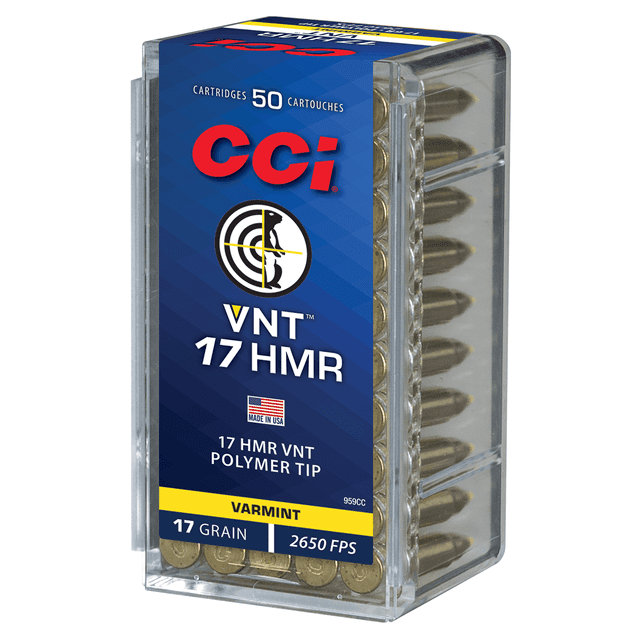 CCI 959CC VNT Rimfire 17 HMR 17 gr Varmint Tipped 50 Per Box CCI 959CC VNT Rimfire 17 HMR 17 gr Varmint Tipped 50 Per Box